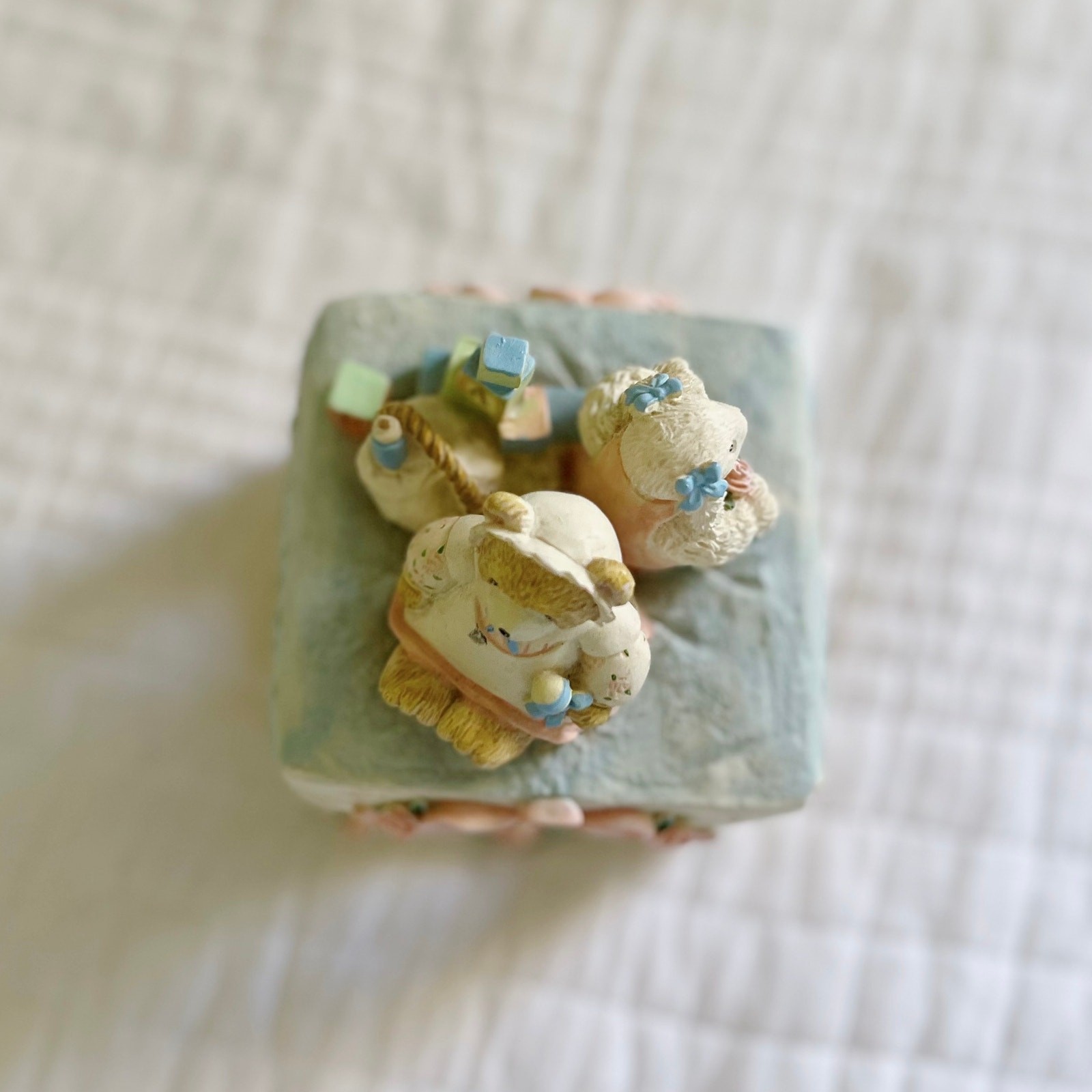 Vintage 1990s Baby Girl Photo Cube Terragrafics 1992 Nursery Hand Painted