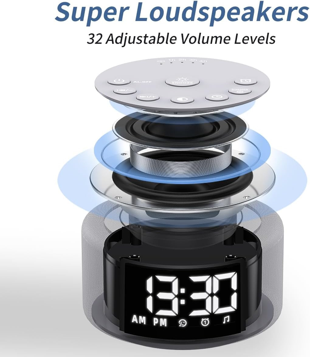 【3 in 1】 Sound Machine Alarm Clock Night Light White Noise Machine with 30 Sleep