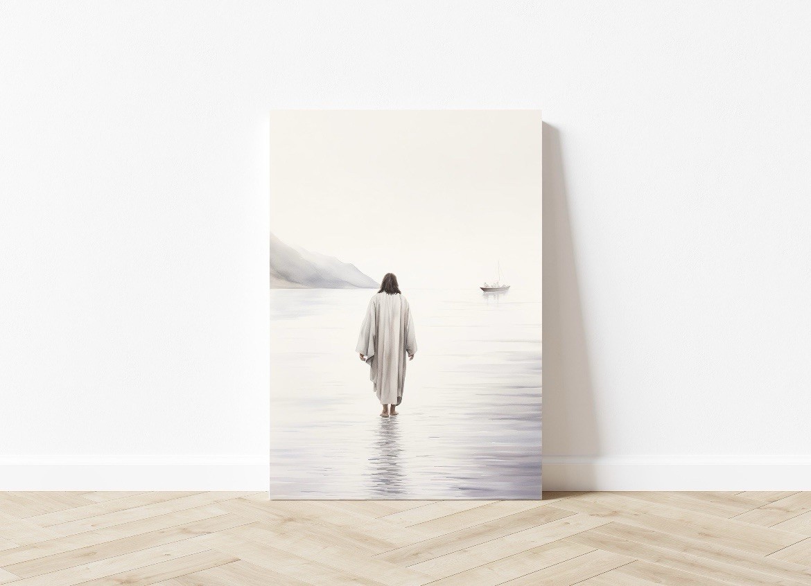 Jesus Walking On Water Canvas Wall art Print Christian Spiritual Home Wall decor