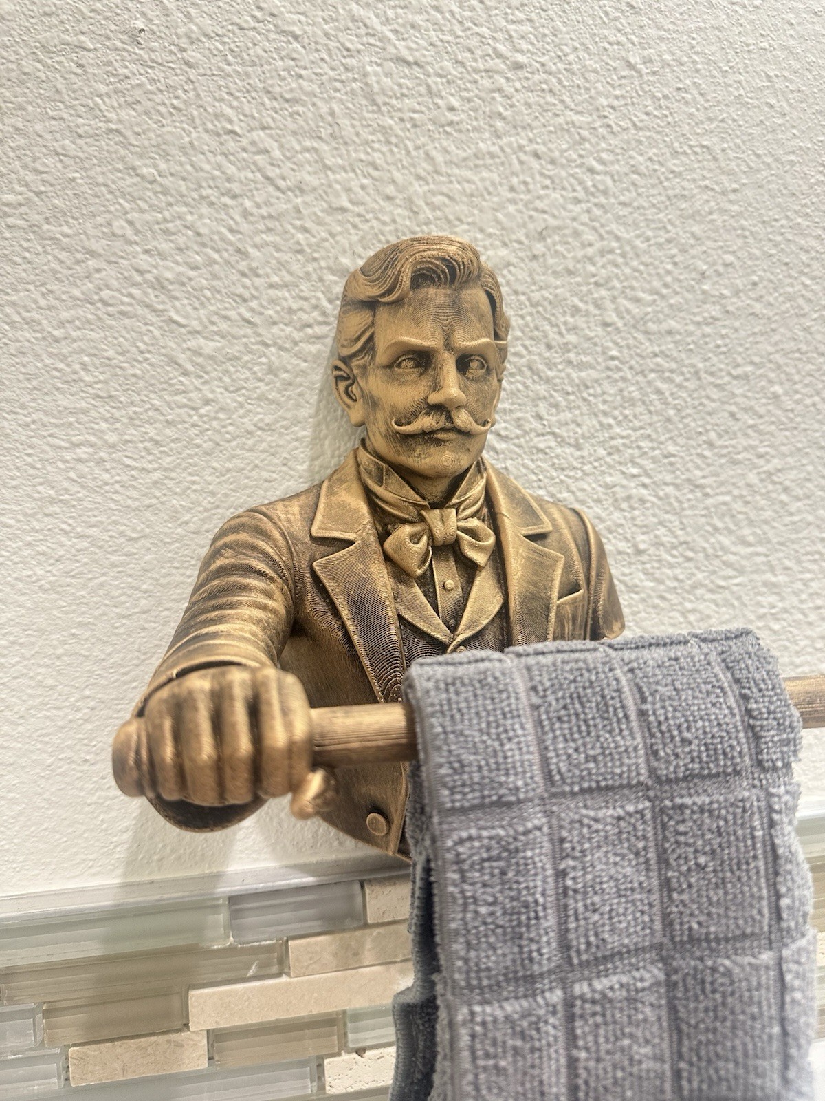 Victorian Gentleman Butler Hand Towel Holder Wall Mount Antique Bathroom Decor