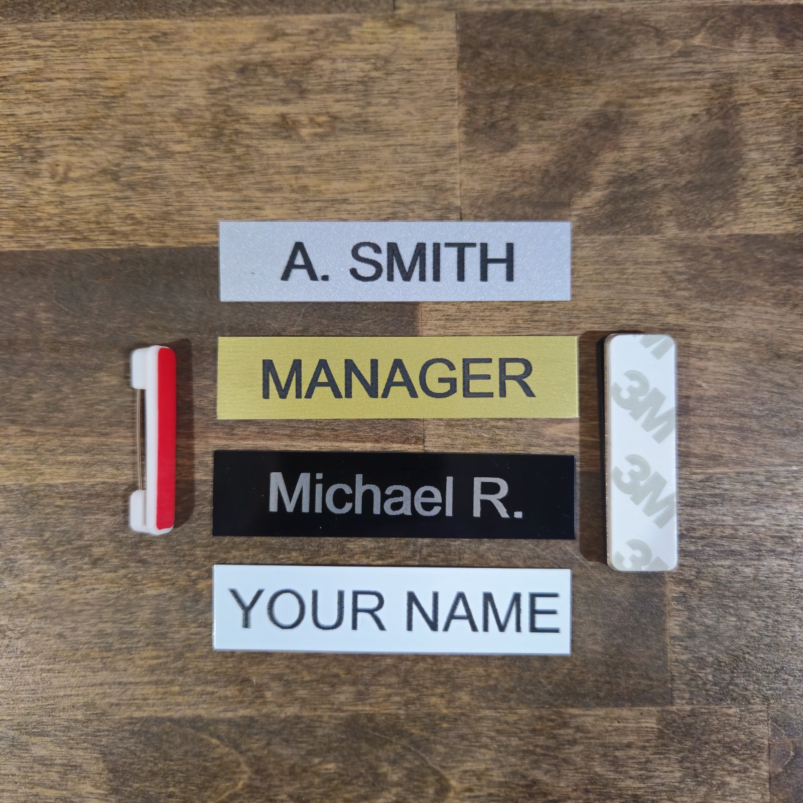 Custom Metal Name Tag with Magnet or Pin Aluminum Business Home Identification