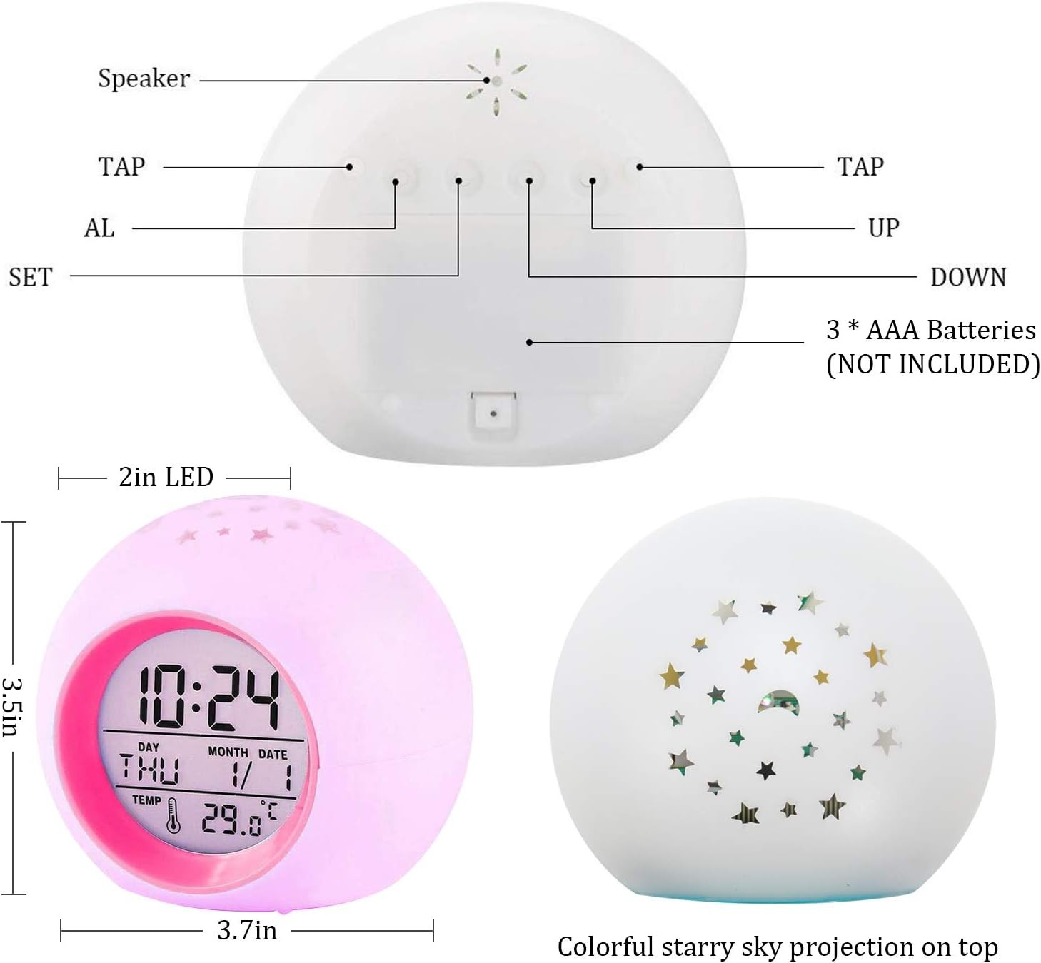 Color Changing Night Light,Snooze Touch Control Temperature for Kids’