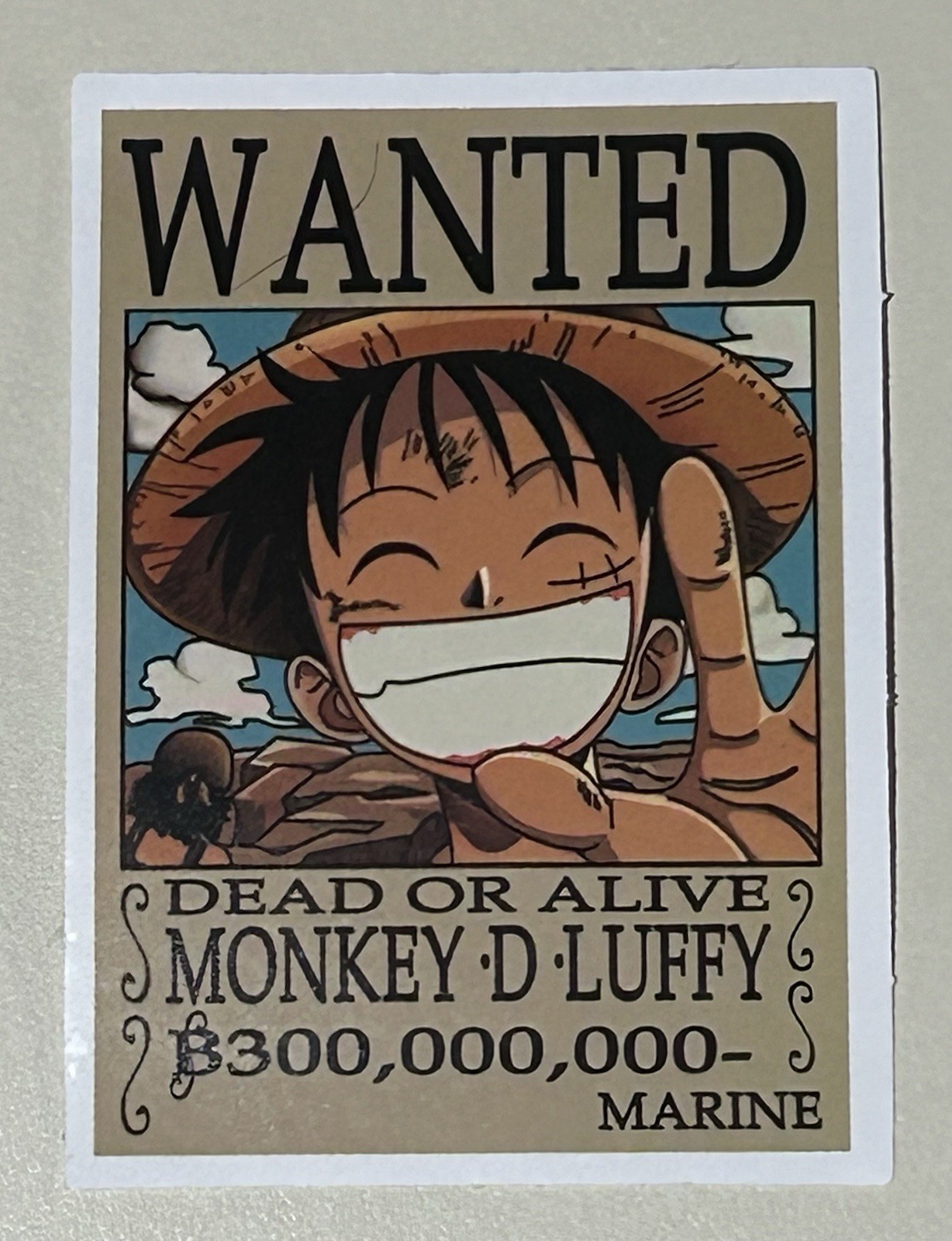 Sticker Decal One Piece Monkey D Luffy Wanted Poster 2”x2.5”in