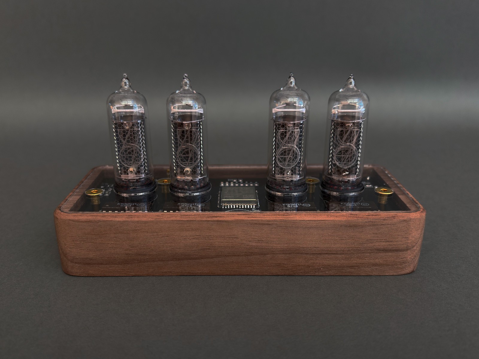Handcrafted IN14 Nixie Tube Clock, Black American Walnut Base