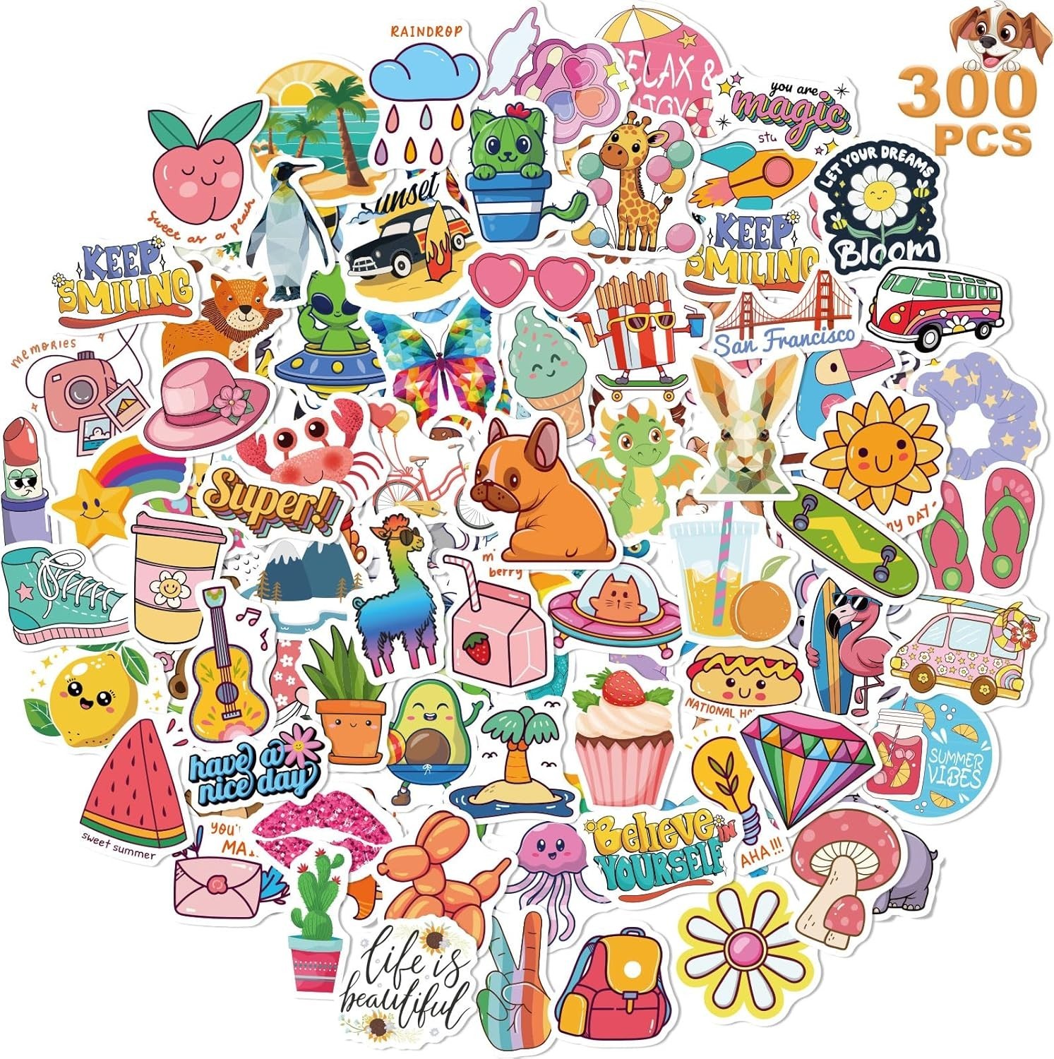 300 PCS Cute Stickers for Kids,Water Bottle Sticker Pack for Teens Girls Boys…