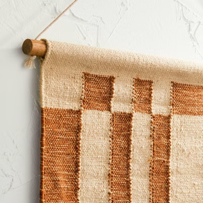 24″ x 36″ Hand Woven Jute/Polyester Wall Art with Wooden Dowel –