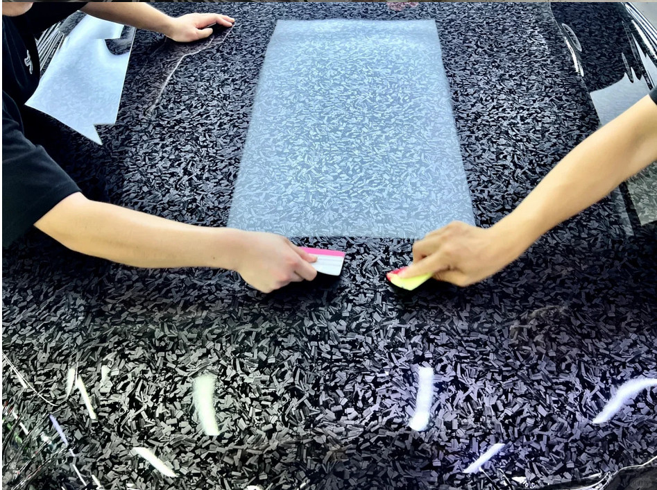 Forged Carbon Fiber Vinyl Wrap Auto Motorcycle Adhesive Film Air Bubble Free