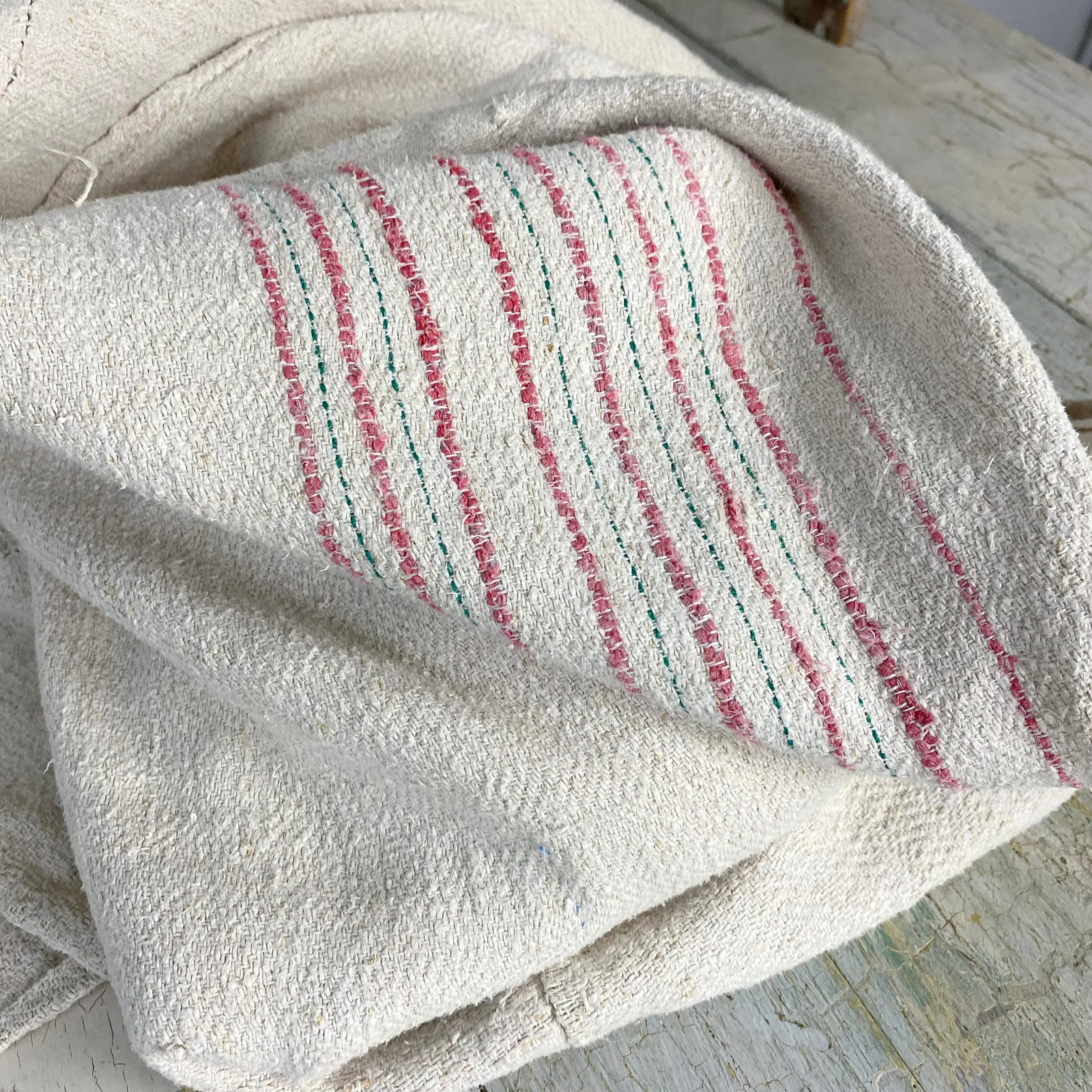 Antique heavy hemp blanket herringbone weave 3 pounds organic linen nubby sheet
