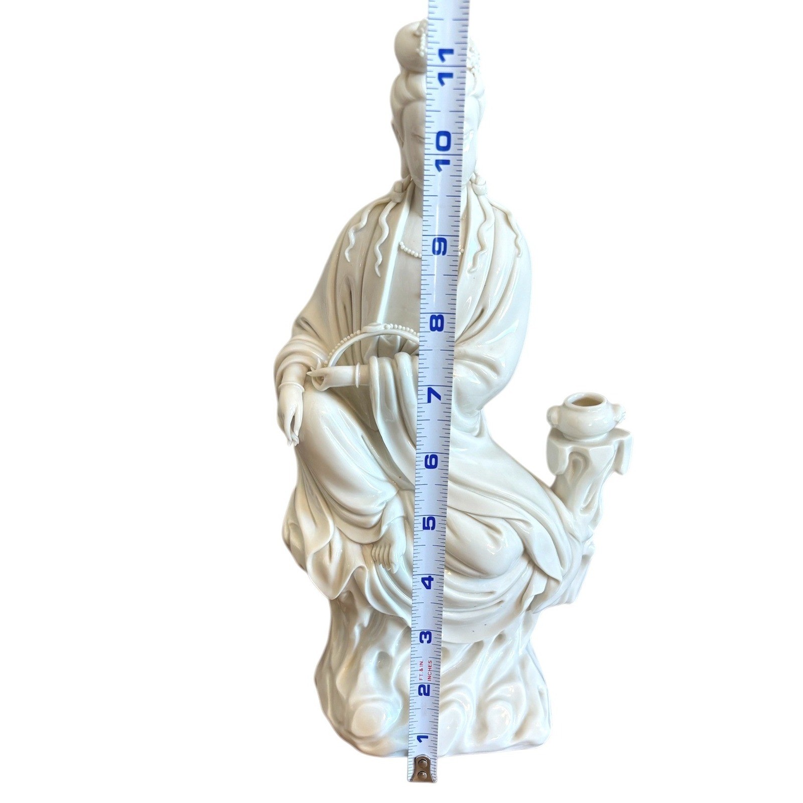 Vintage Blanc de Chine Guan Yin Porcelain Statue 11.5″ White Figurine