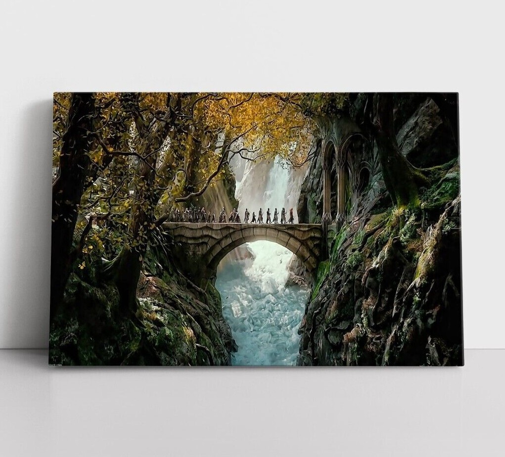 New Rivendell Painting Print Lord of The Rings LOTR Framed Canvas Wall Art Print