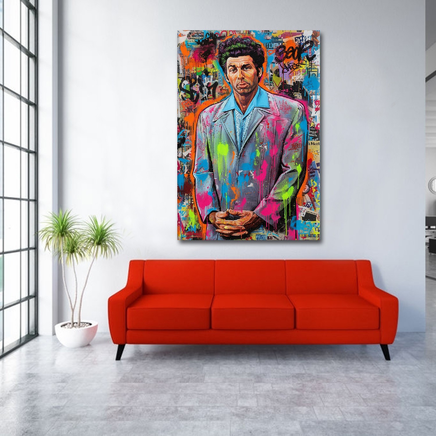 The Kramer Portrait – Graffiti Cosmo Ready to Hang Canvas Art Seinfeld 36 x 24