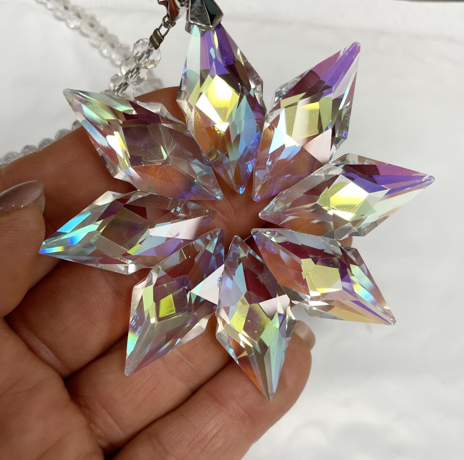 Crystal Snowflake Sun Catcher Christmas Decor Czech Bohemia Crystal Glass Gift
