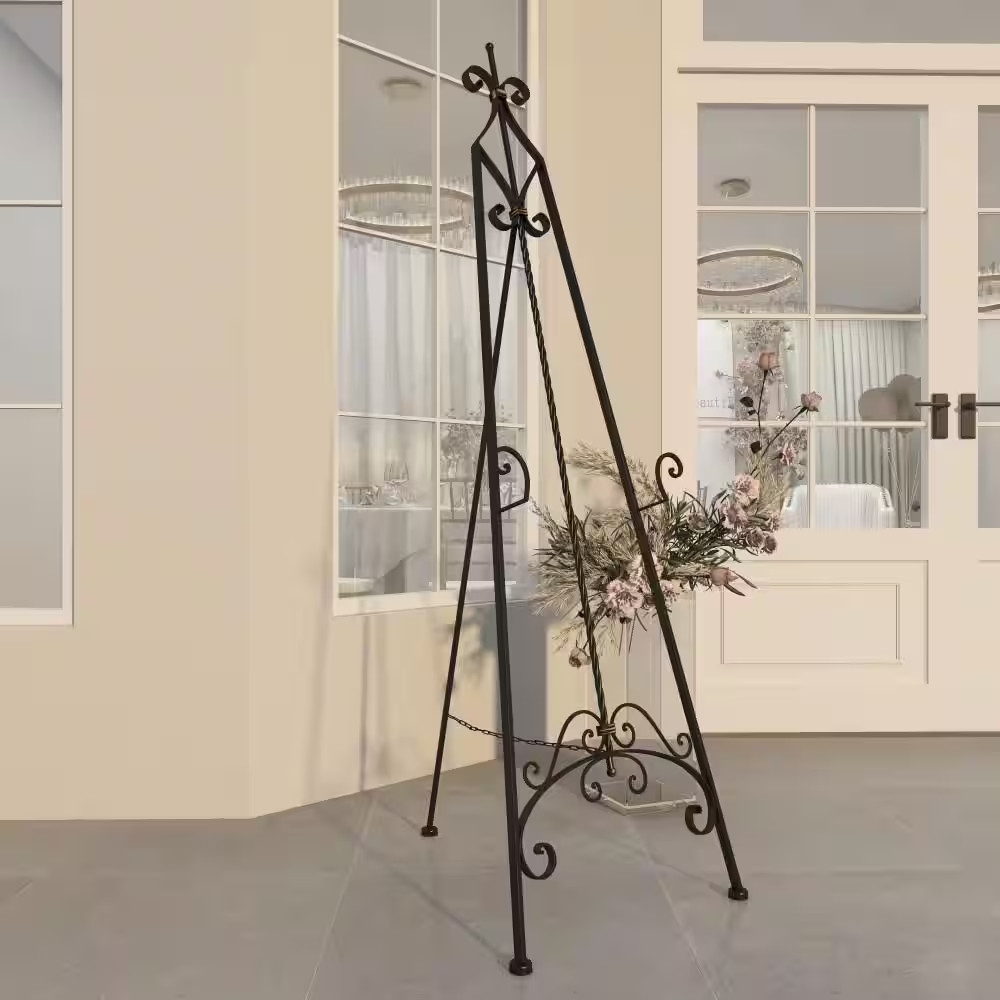 Black Metal Extra Large Free Standing Adjustable Display Stand Scroll Easel with