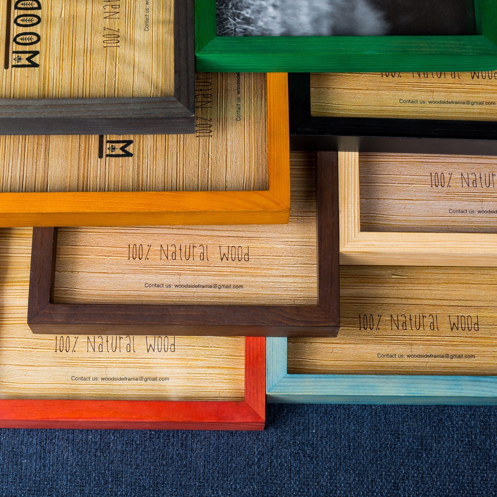 Rustic Colorful Wooden Picture Frames – Natural Solid Wood with Thick Borders