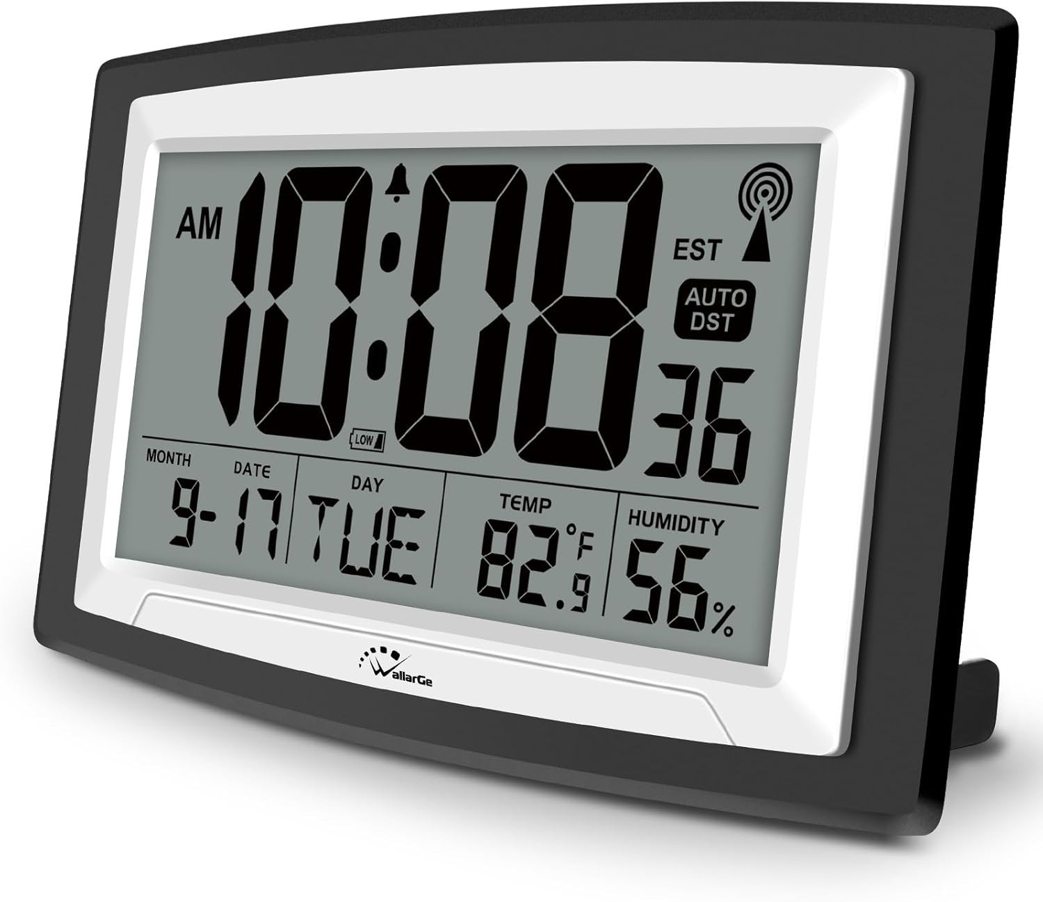 WallarGe Atomic Clock with Indoor Temperature and Humidity, 12.5 Inch