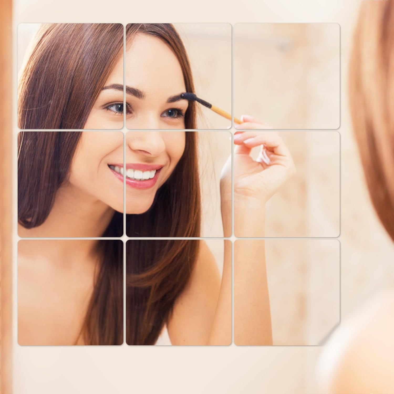 4 Pack Acrylic Mirror Tiles, Stick on Mirrors for Wall, Flexible Plastic Mirror