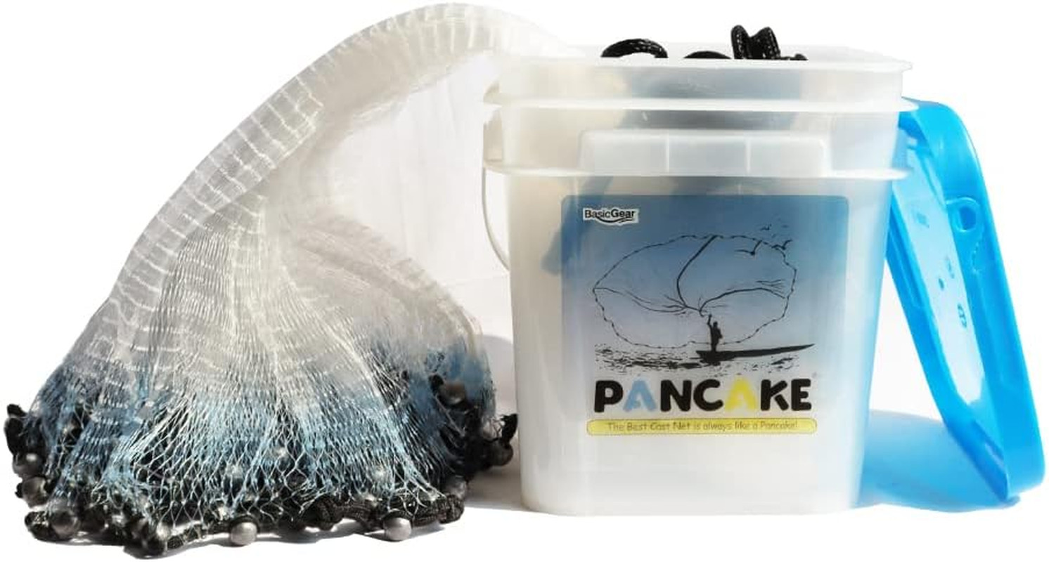 Pancake Cast Net – Heavy-Duty 1.0+ Lb/Ft Weights, 4Ft to 12Ft Radius, Multiple M