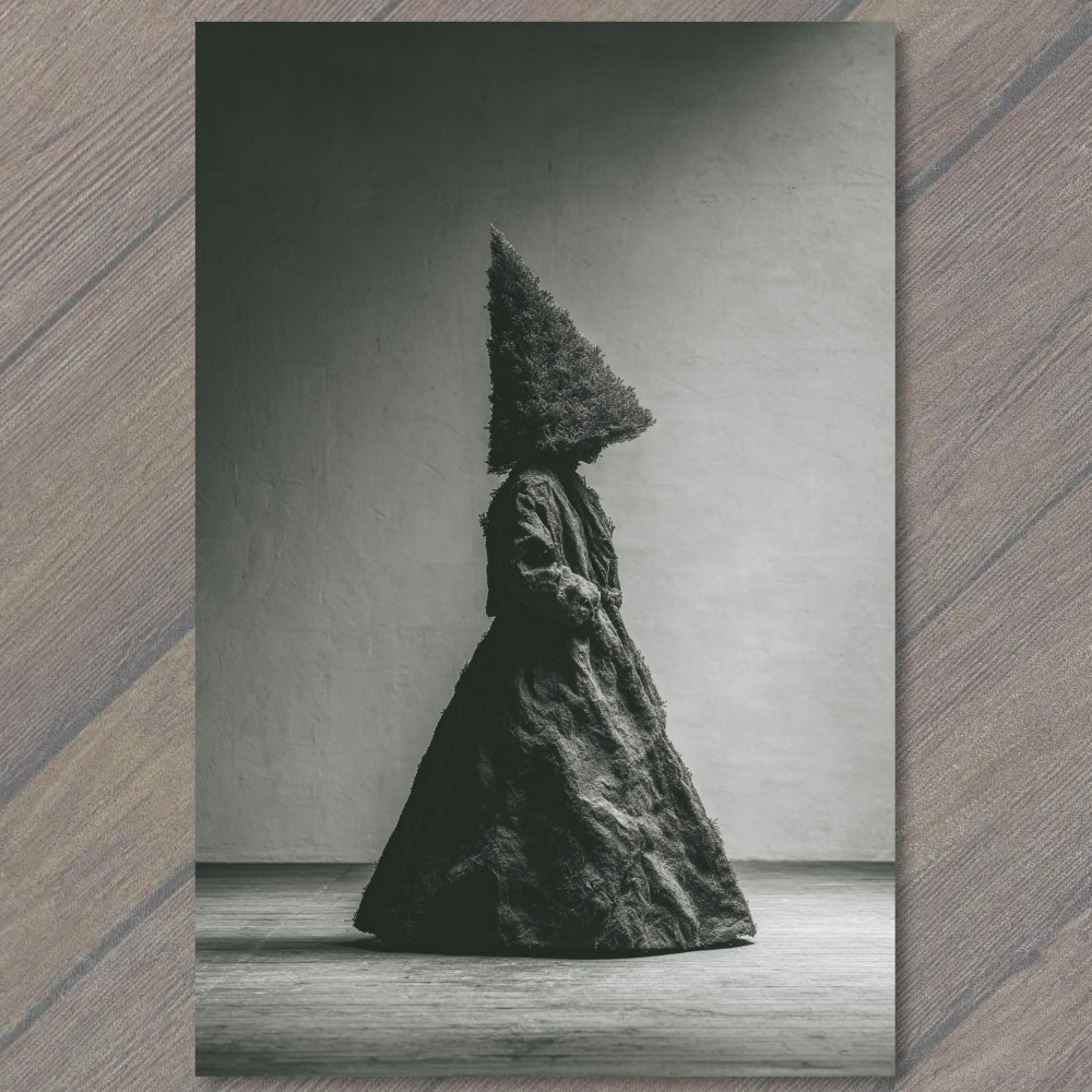 Art Print Dark Tree Cloaked Figure Monochrome Gothic Surreal Minimal Abstract Co