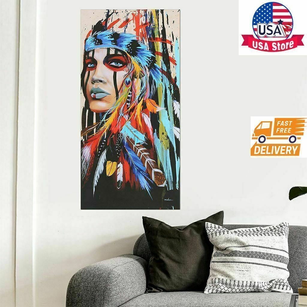 Womens Abstract Indian Canvas Oil Painting Print Picture Wall Art Home Decor
