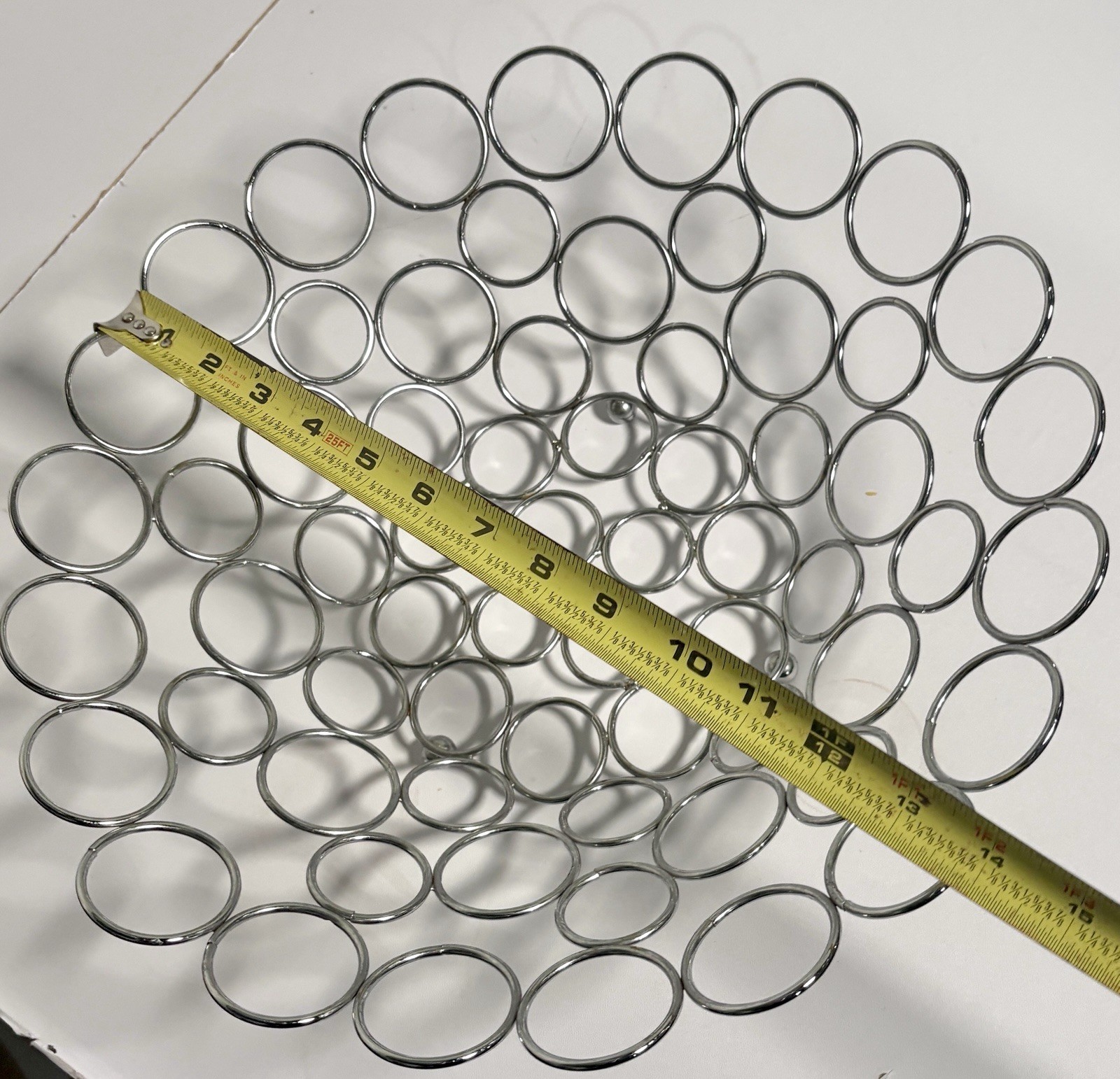 Geometric Fruit Bowl Home Decor Modern Circles Metal Basket Vtg Centerpiece