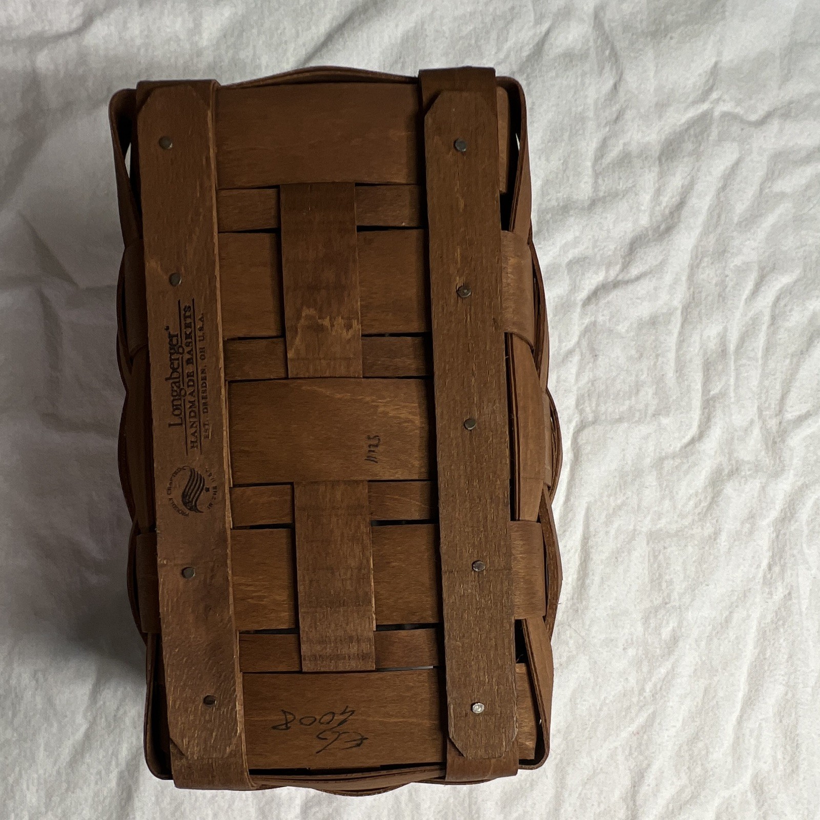 Longaberger Rectangular Woven Wood Basket Brown width 8 1/4x 5 1/2 h