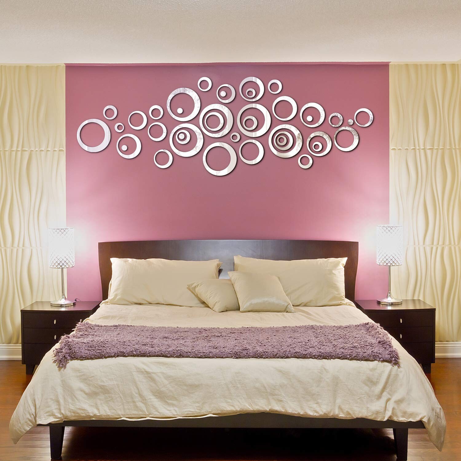 Shappy 72 Pieces Removable Round Circle Wall Sticker Decal Acrylic Mirror Set…