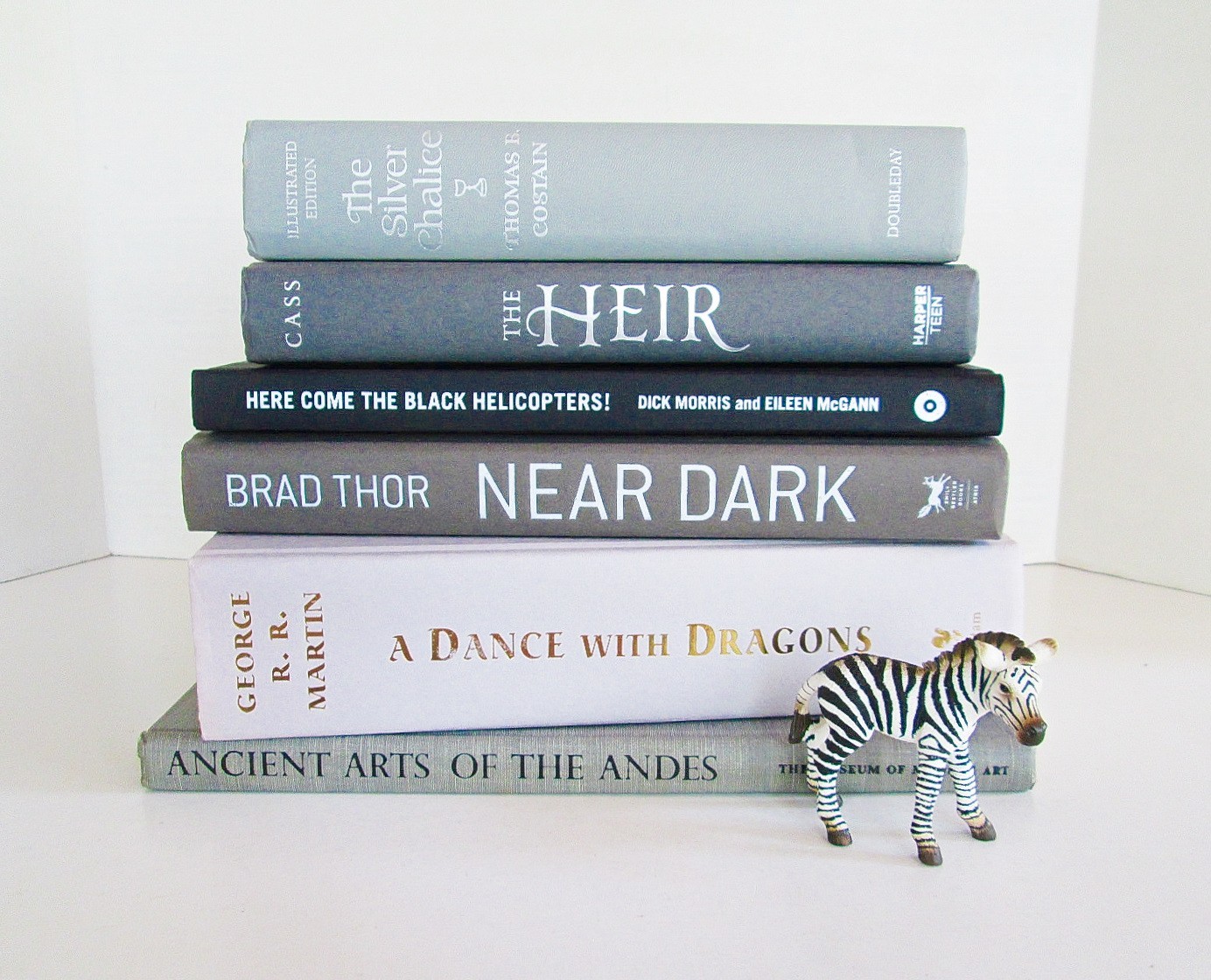 Book Decor Stack Gray Black, Neutral Staging Prop Library Design, Lot of 6 Hardc