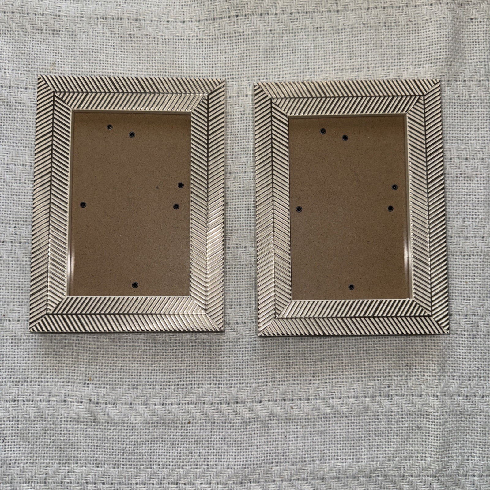 LOT OF 2 4 X 6” Opal House Wooden Herringbone Gold & Cream Frames EUC