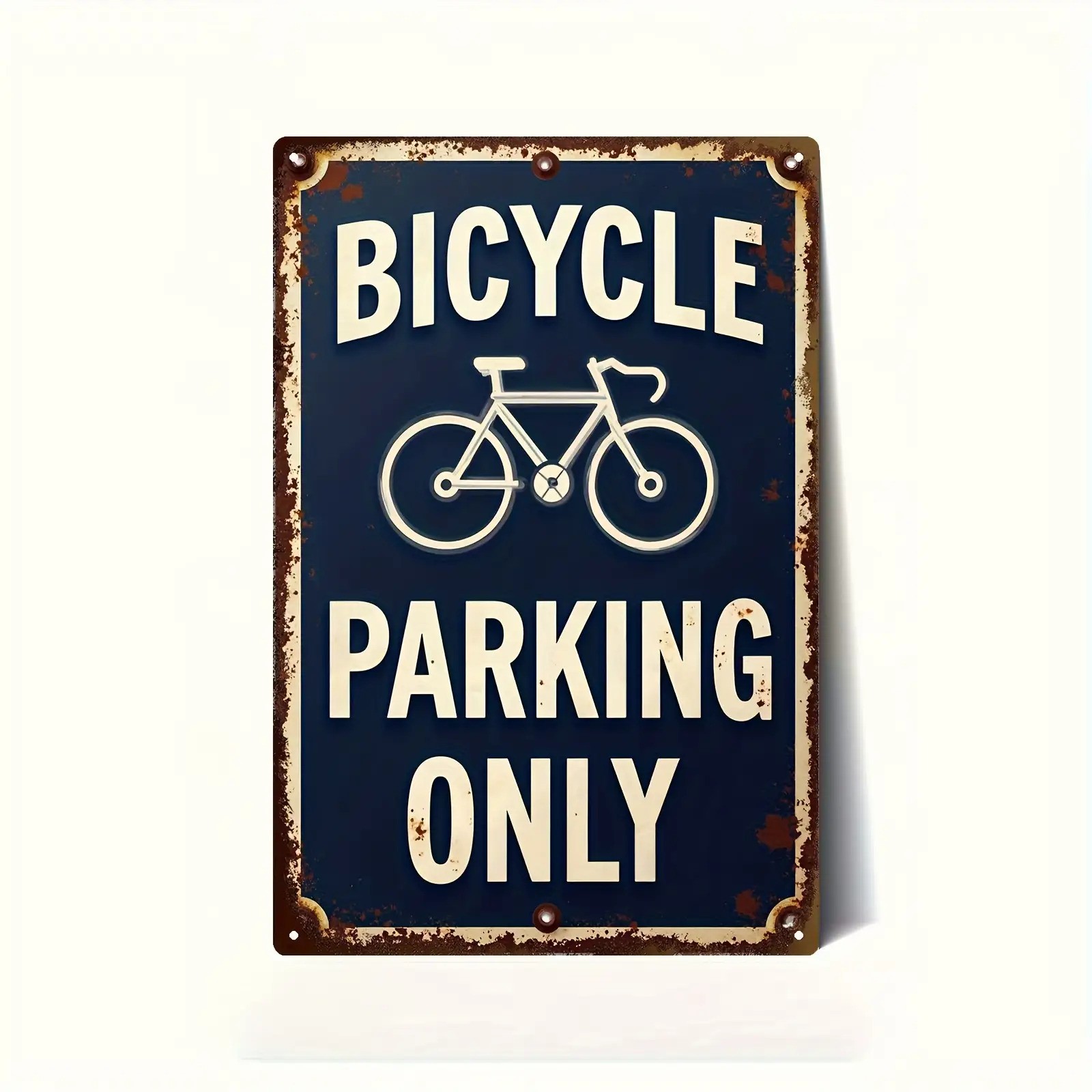 Vintage Bicycle Parking Sign 12×8 Inches Iron Metal