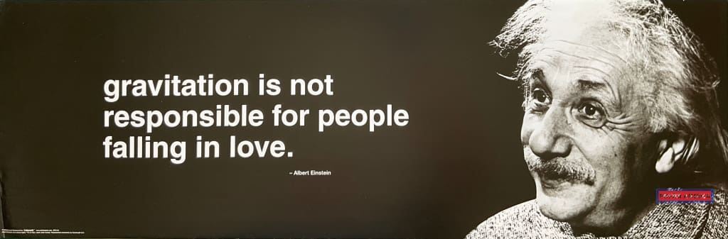 Albert Einstein Gravity and Love Quote Slim Print 12 x 36
