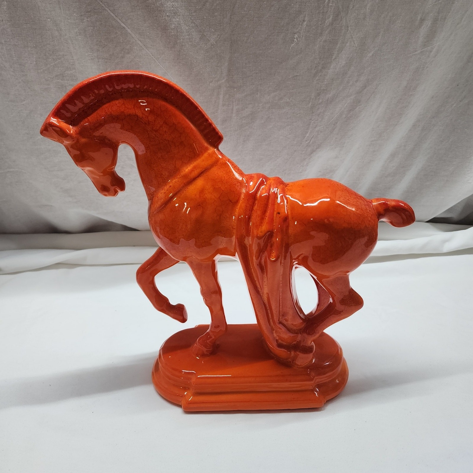 Orange Ceramic painted horse one chip, see pictures X