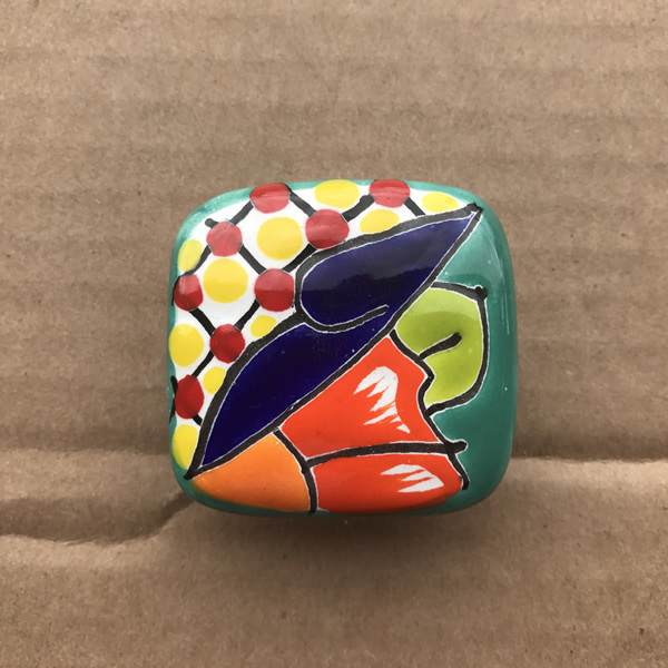 C30 TALAVERA CABINET DRAWER PULL CERAMIC KNOB FLOWER DESIGN Amigos Pottery MX