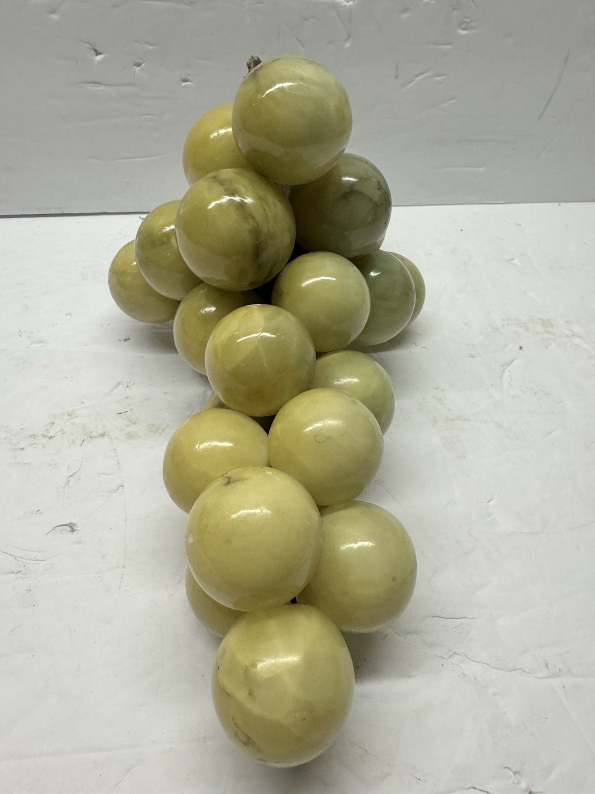 Vintage MCM Beige Italian Alabaster Stone Grape Cluster Sculpture 9” x 4.5”