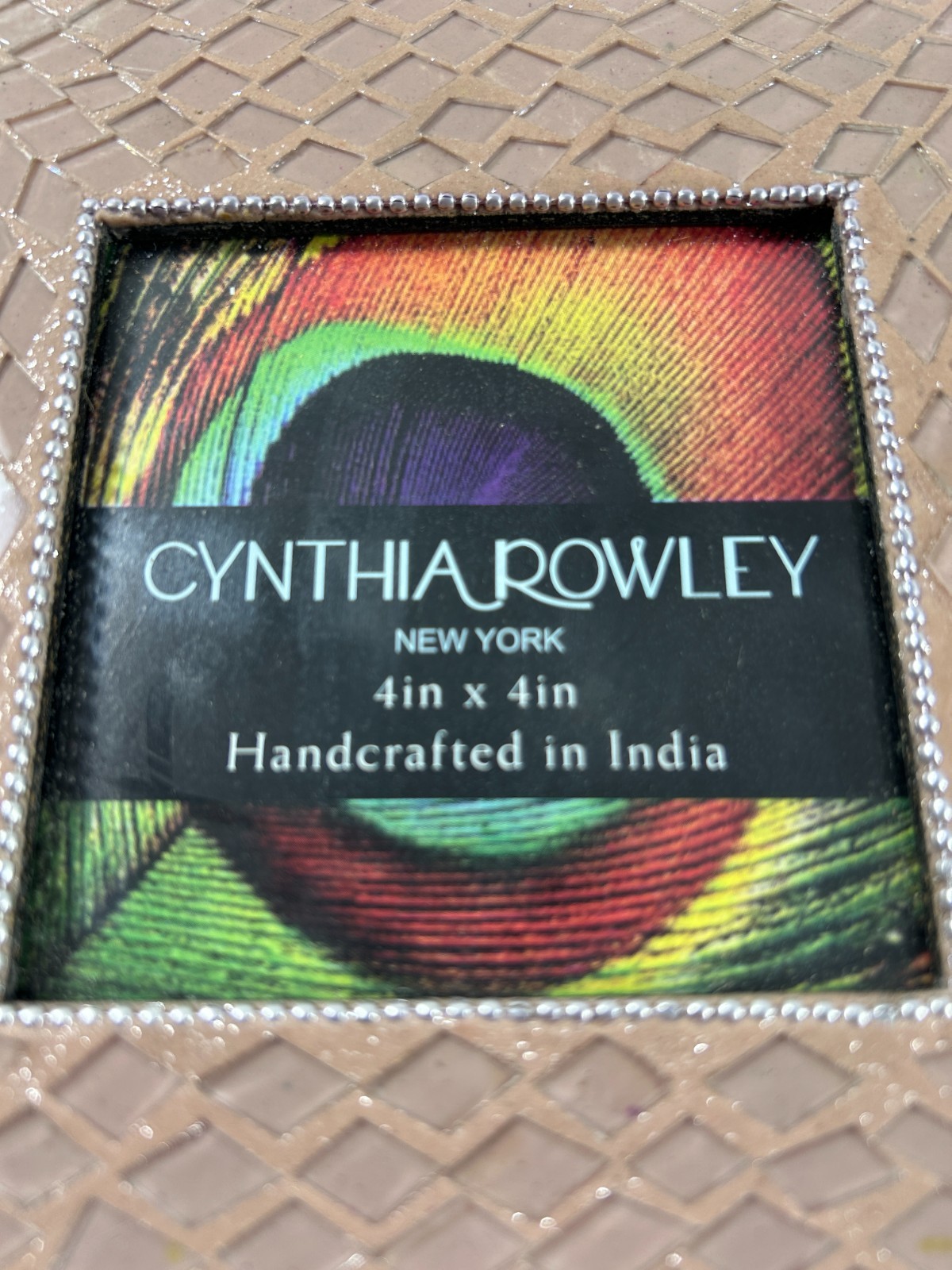 Cynthia Rowley 4×4 Picture Frame Set 2 Mosaic Beaded Photo Frames Tabletop