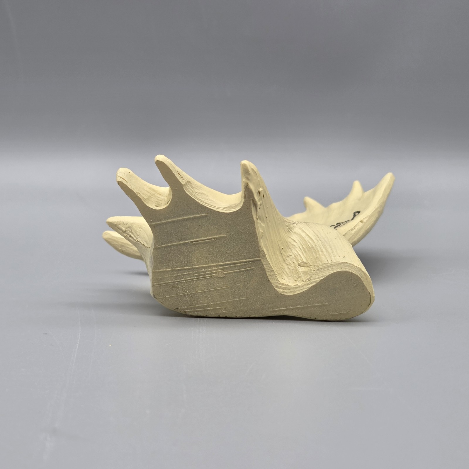Antler Shaped Figurine With Elk Deer Carving 4.5″ Rustic Hunting Farmhouse Decor