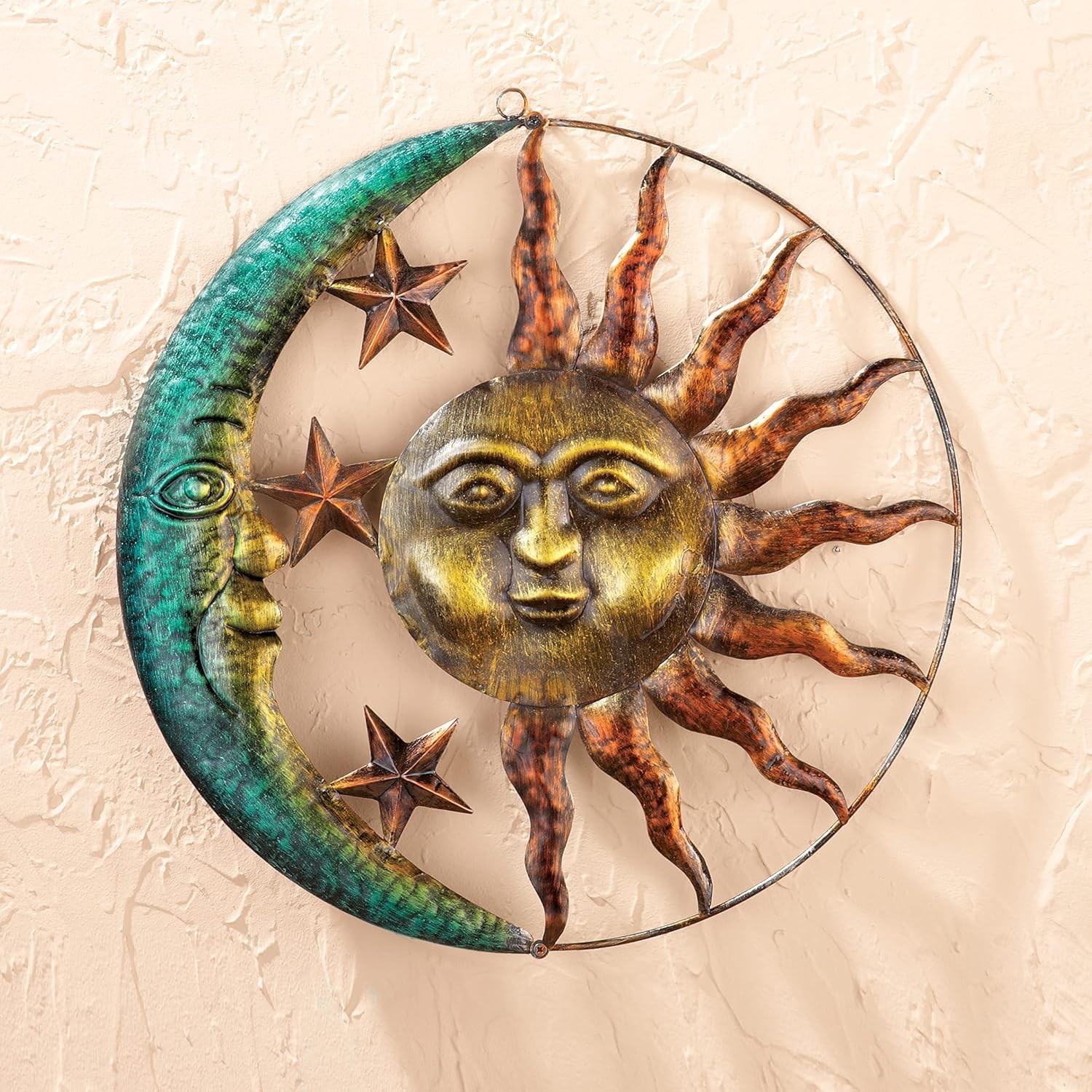 Sun and Moon Metal Wall Art Rustic Finish Indoor Outdoor Decor 18 in