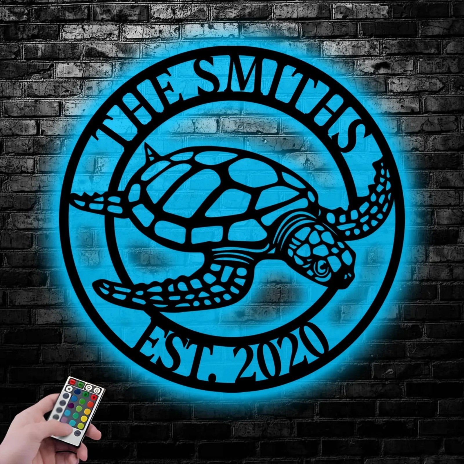 Custom Turtle LED Metal Sign, Personalized Turtle Name Decor