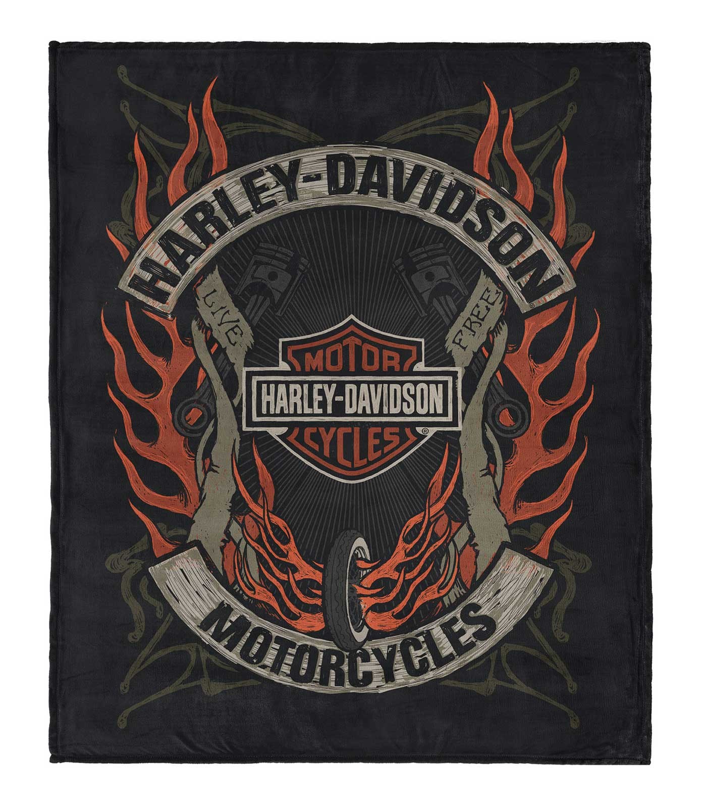 Harley-Davidson Outlaw Bar & Shield Silk Touch Throw Blanket, 50 x 60 inch