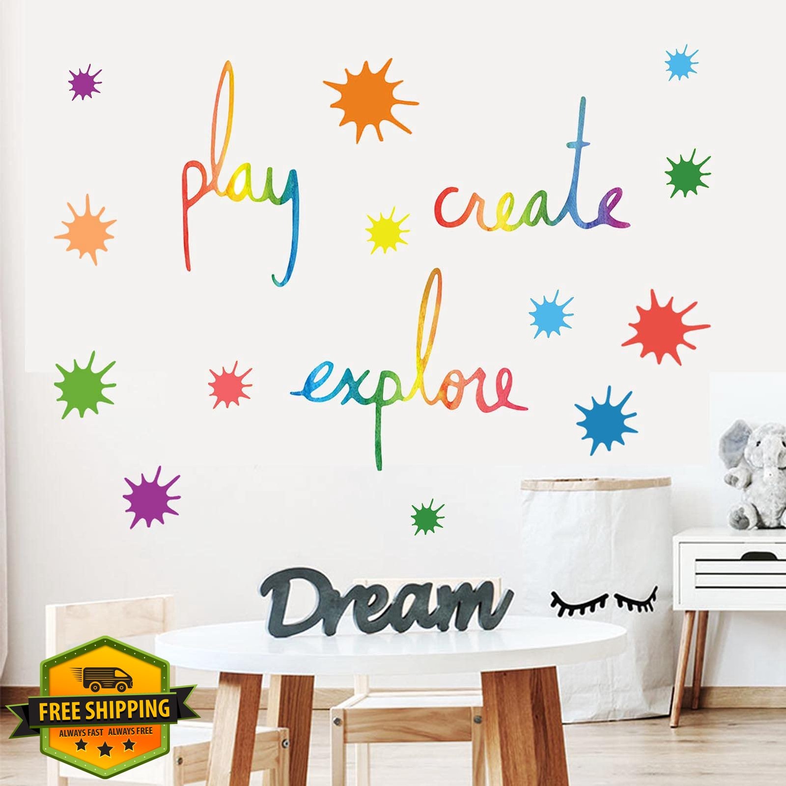 SUPANT Wall Decor Quotes Play Create Explore