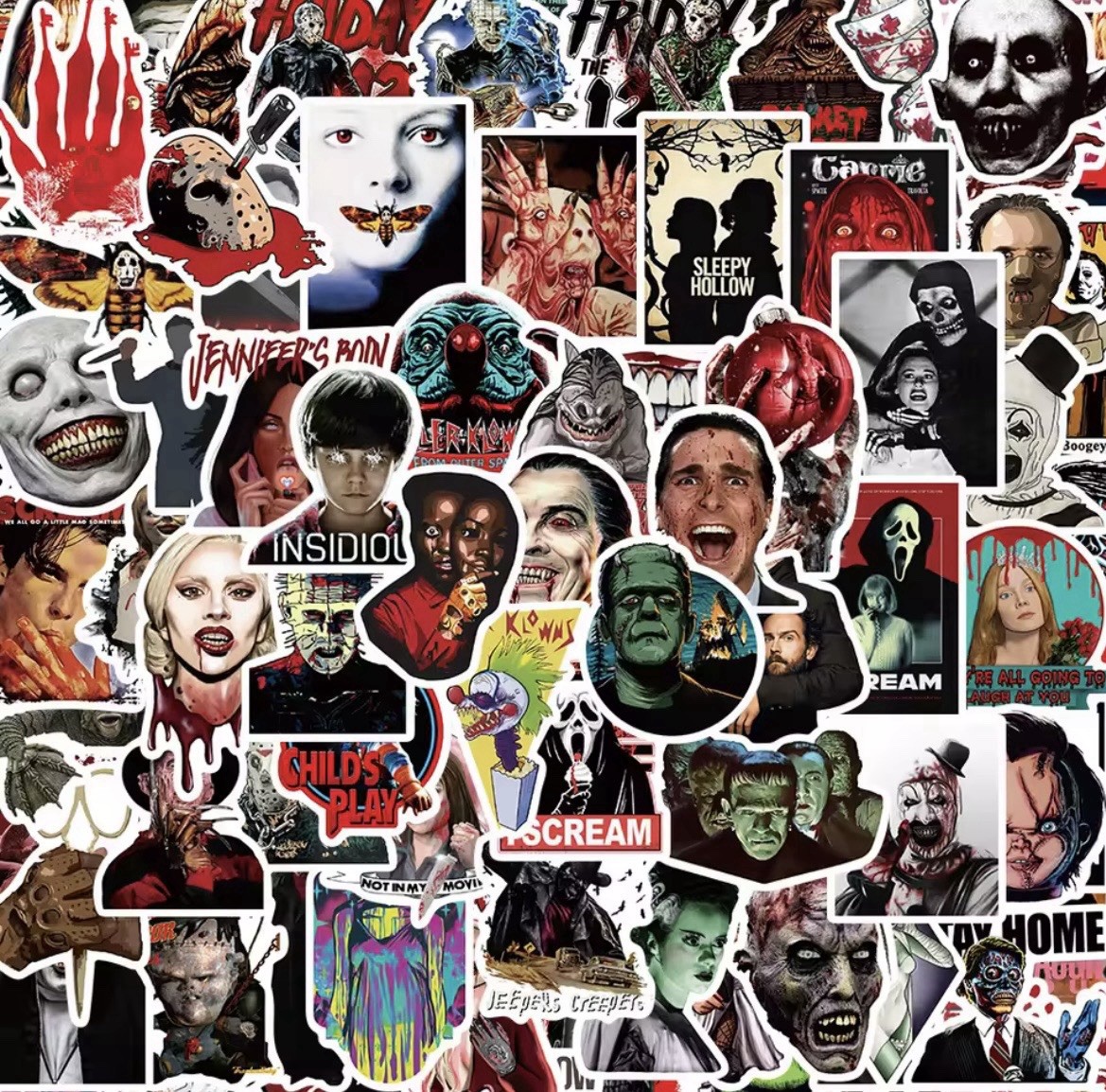 Horror Films Movie Stickers 50pk Mix Scary Killer Random Stickers FREE SHIPPING