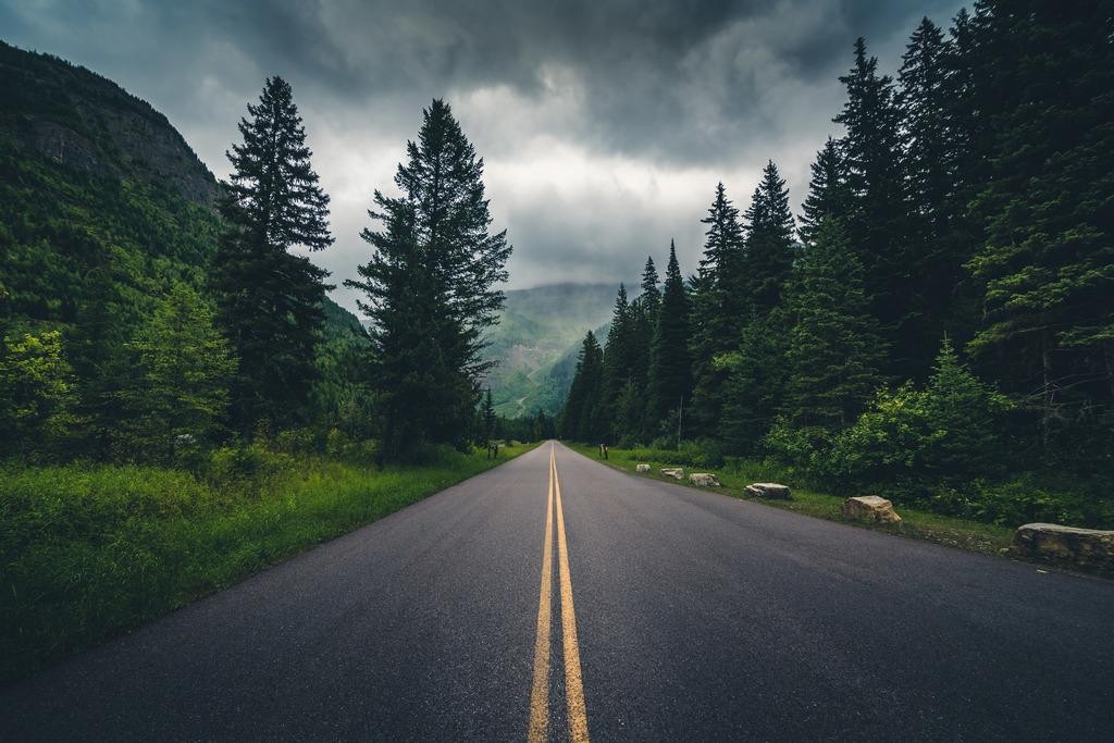 Empty Driving Road Through Mountain Forest Landscape Photo Poster 36×24