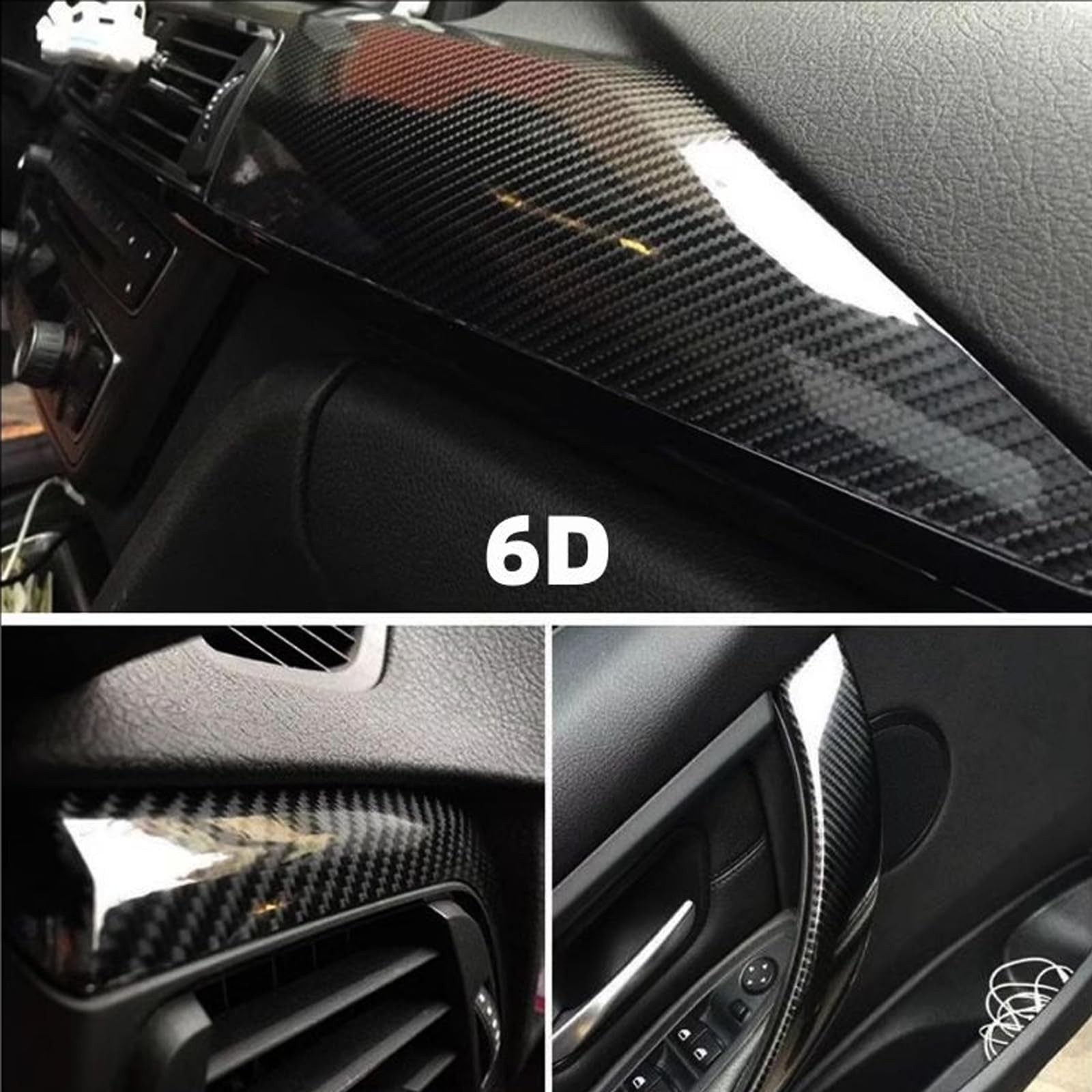 6D Carbon Fiber Vinyl Self Adhesive Film Wrap Roll Bubble Free Air Release Te…