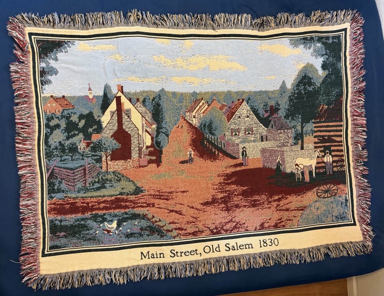 Main Street Old Salem 1830 Bob Timberlake Tapestry Throw Blanket 100% Cotton