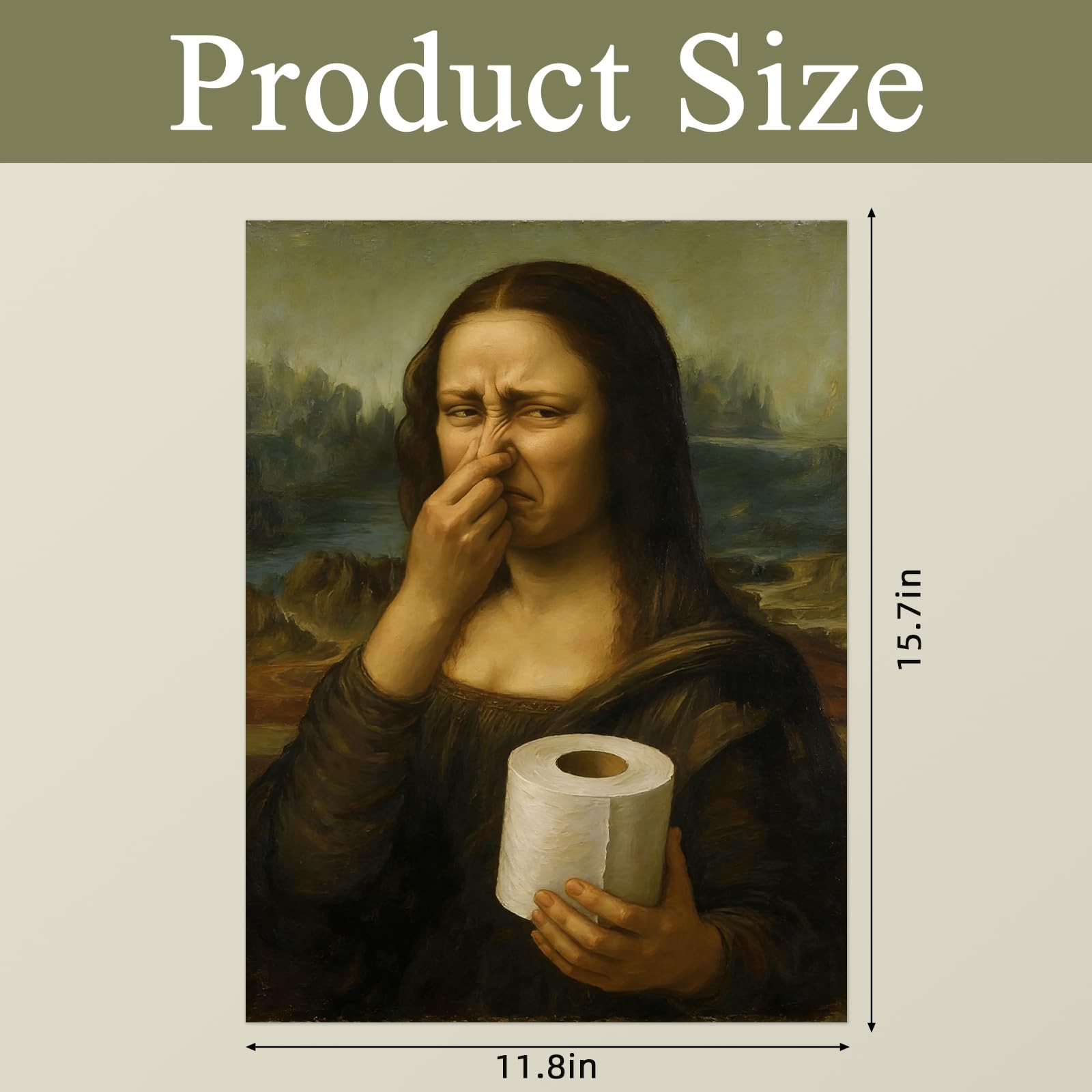 CozyNuukee Mona Lisa Bathroom Art Holding Her Nose, Mona Lisa Poster, Pinching