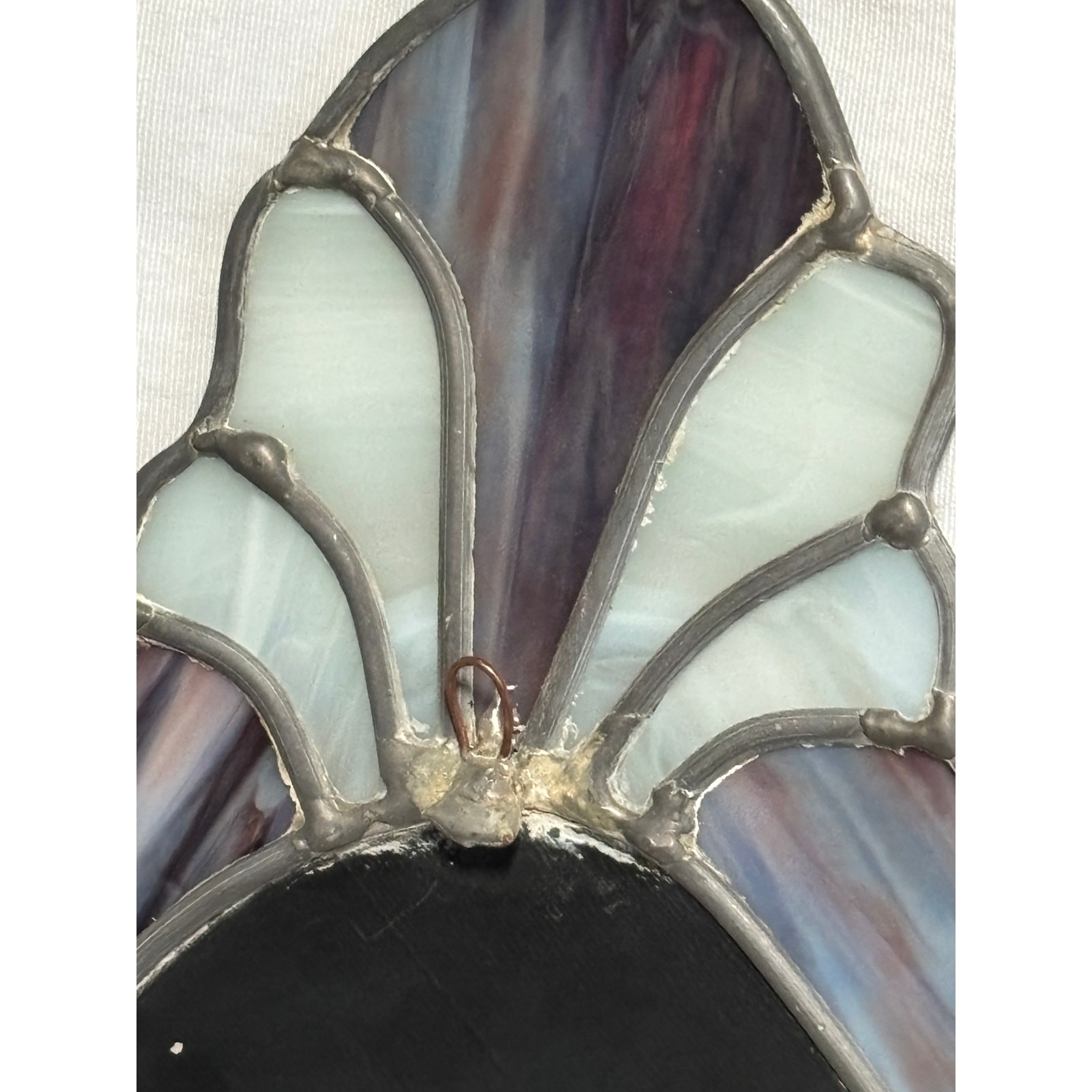 Vintage Stained Glass Mirror Handcrafted Oval READ