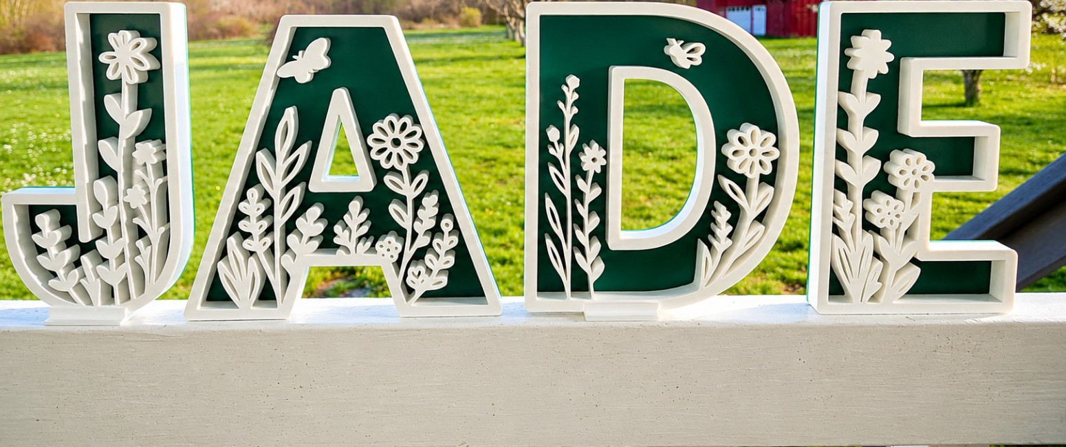 Custom Floral Letter Decor, Personalized 3D Printed Initial Sign