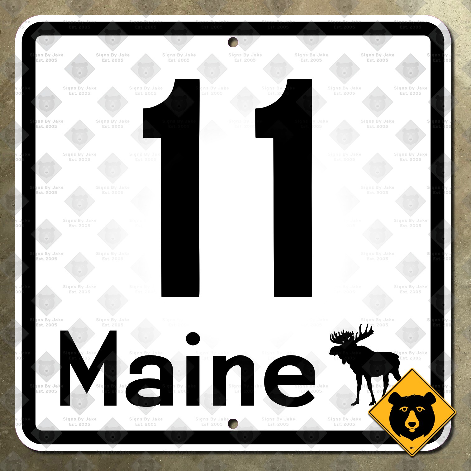 Maine State Route 11 highway route marker sign Augusta Fort Kent 12×12