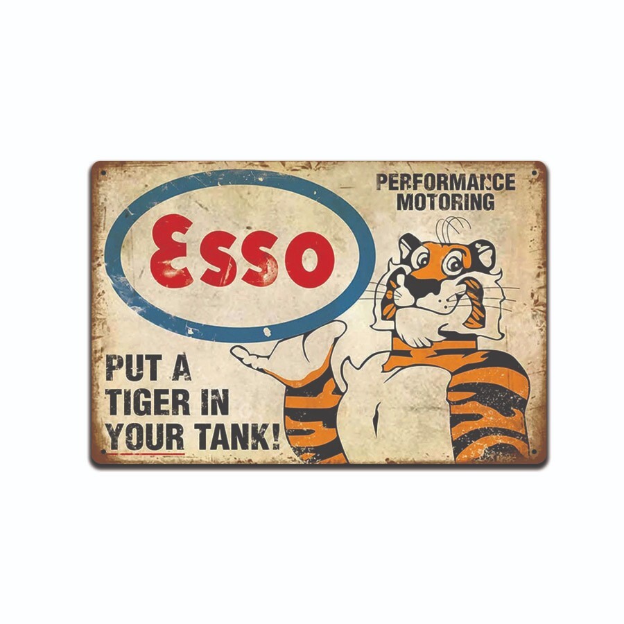 Tin Sign ESSO Motor Oil Rustic Gas Station Mechanic Garage Decor Bar Man Cave