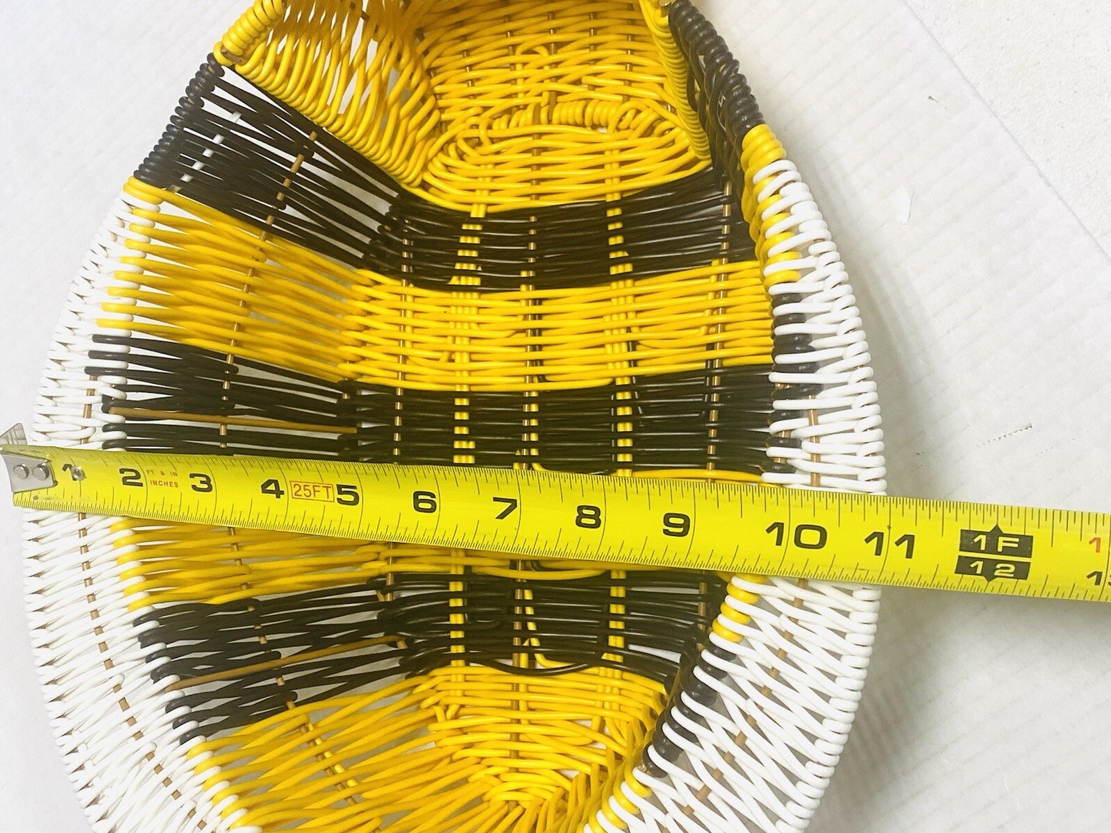 Bee Wicker Basket Ciroa NEW Plastic Resin 13×11.5” Bumble Yellow Black