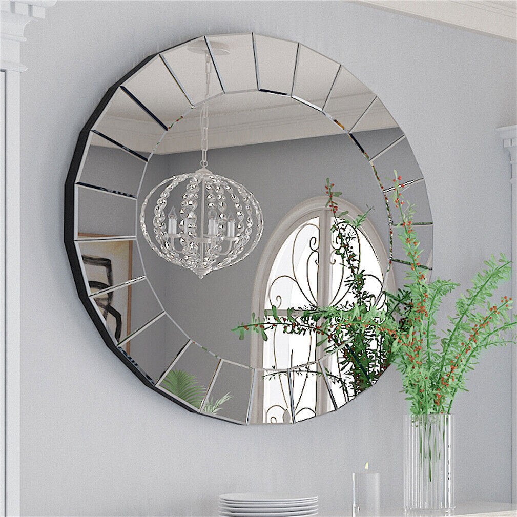 32″ Round Wall Mounted Decorative Mirrior Entryway Bathroom Hanging Wall Mirrors